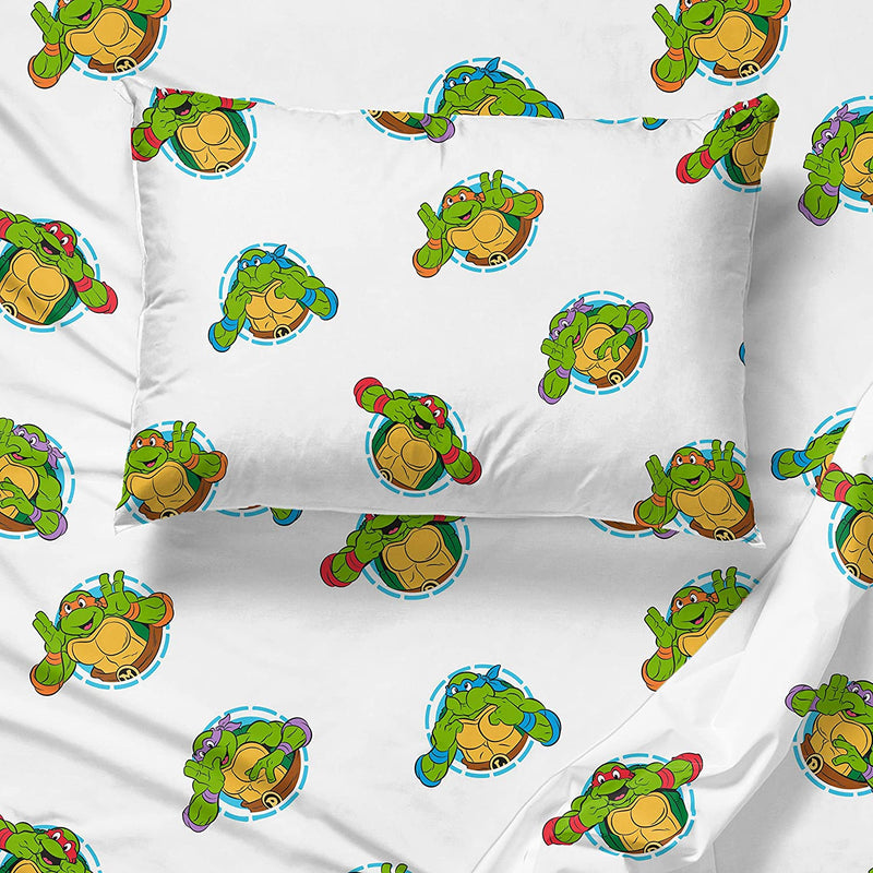 Nickelodeon Teenage Mutant Ninja Turtles Green Bricks 4 Piece Toddler Bed Set - Includes Reversible Comforter & Sheet Set Bedding - Super Soft Fade Resistant Microfiber (Official Nickelodeon Product)