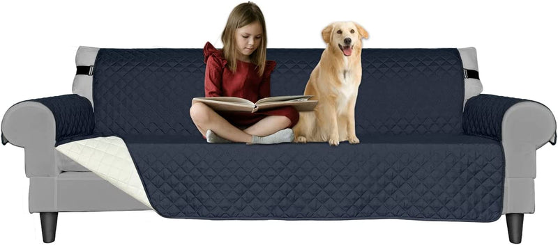 SPECILITE Oversized Couch Cover, XL 78" Seat Width, Stain Resistant Large Sofa Slipcover Reversible Quilted Washable Furniture Protector for Pets Dogs Cats Kids Children - Dark Blue,1 Piece