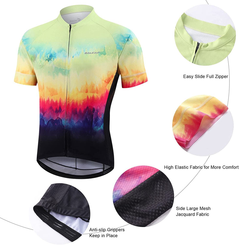 BALEAF Men'S Cycling Jersey Set Bicycle Short Sleeve Mountain Bike Shirts Clothing Outfit MTB Summer UPF50+
