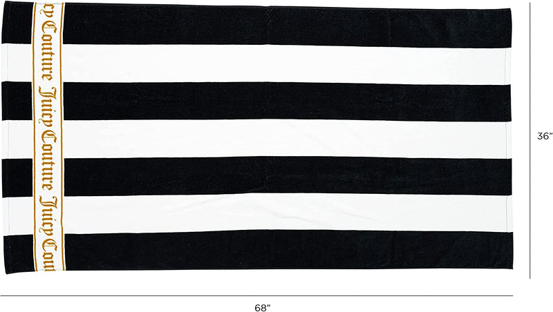 Juicy Couture 100% Cotton Extra Large Beach Towels Oversized Clearance, Pool Towels, Bath Towels - Lightweight & Quick Dry Towels - 36 In. X 68 in (1 Pack) - Black/White Adults Cabana Striped Towels