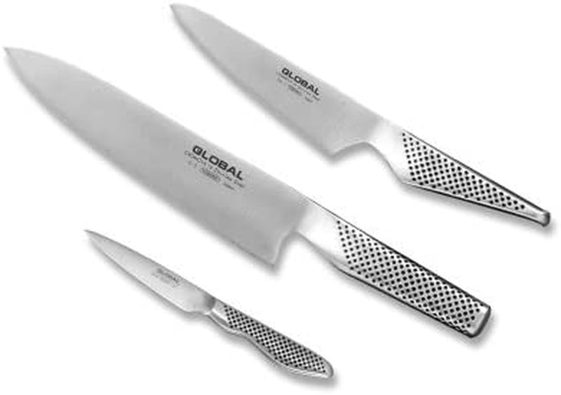 Global G-2338-3 Piece Starter Set with Chef'S, Utility and Paring Knife, 3, Silver