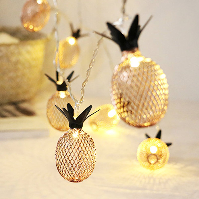 LED String Lights Pineapple String Lights Pineapple Room Decoration Lights Wedding Holiday Battery String Lights Suitable for Valentine'S Day Party Bedroom Decoration