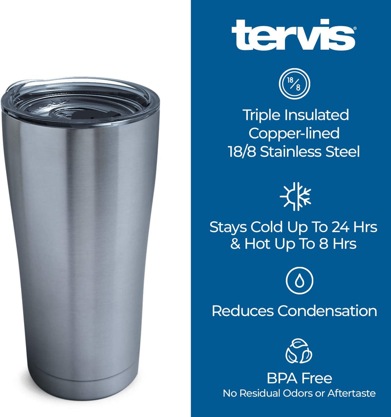 Tervis Retro Camping Stainless Steel Insulated Tumbler with Lid, 20 Oz, Silver