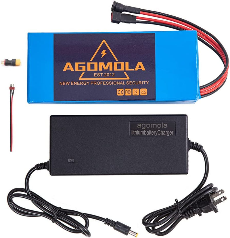 Agomola 48V Ebike Battery 20Ah Lithium Battery for 100W to 1000W 1200W Electric Bicycle Bikes Scooter Motor with Charger BMS XT60