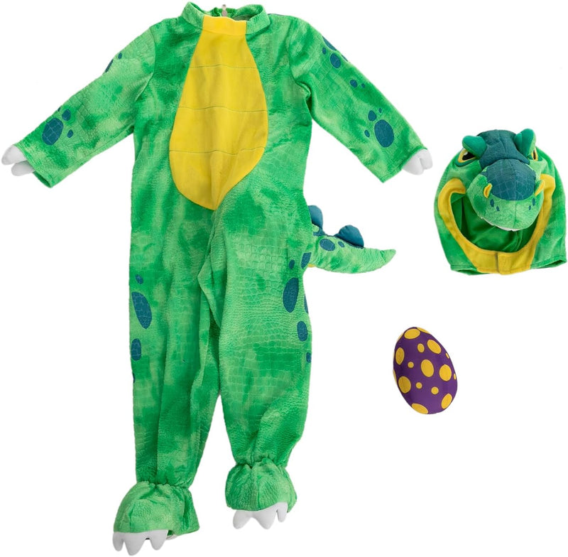 Spooktacular Creations Green T-Rex Costume, Dinosaur Jumpsuit Jumpsuit for Toddler and Child Halloween Dress up Party (3T (3-4 Yrs))