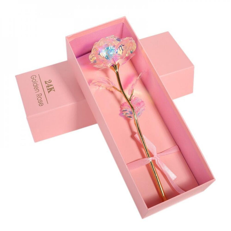 Clearance! Creative Gift 24K Foil Gold Rose Lasts Forever Love Wedding Decor Rose with Pink Packaging Valentine'S Day A
