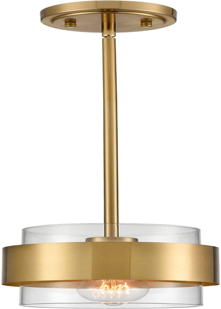 CLAXY Modern Brass Kitchen Pendant Light Height Adjustable Pendant Light Clear Glass Shade