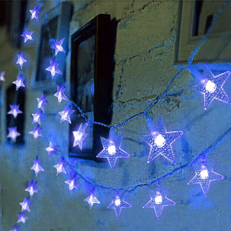 Star Lights Star String Lights 15 FT 30 LED Fairy Lights Battery Operated Indoor&Outdoor Twinkle Christmas Lights Bedroom Decor for Xmas Tree(Blue)