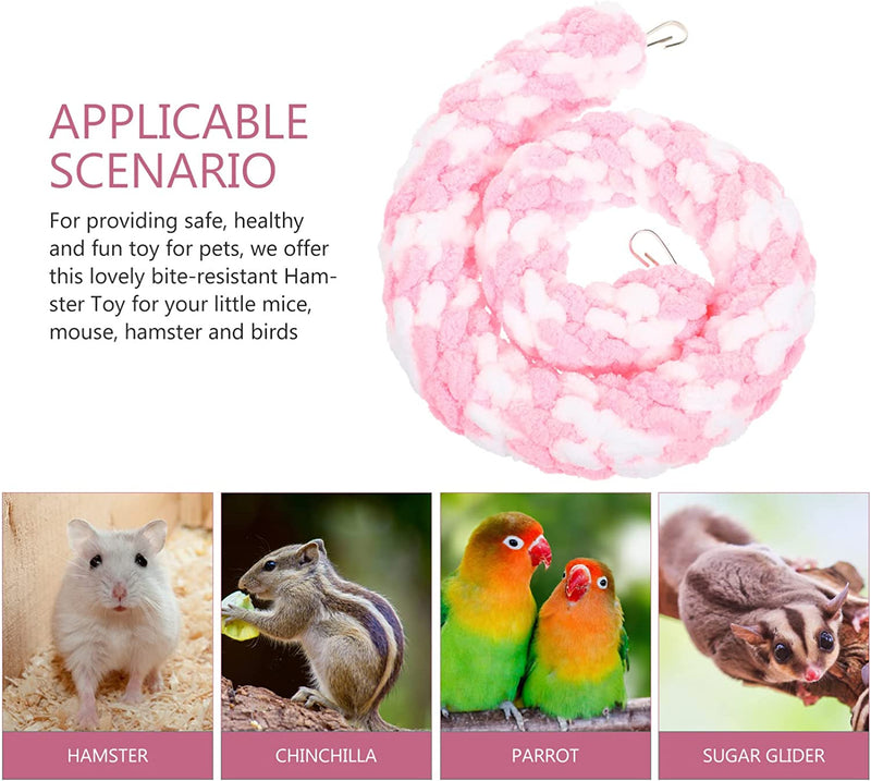 PATKAW Hamster Hanging Toy Rat Toys Bird Rope Perch Swing Toy for Cage Accessories Climbing Exercising Pink White