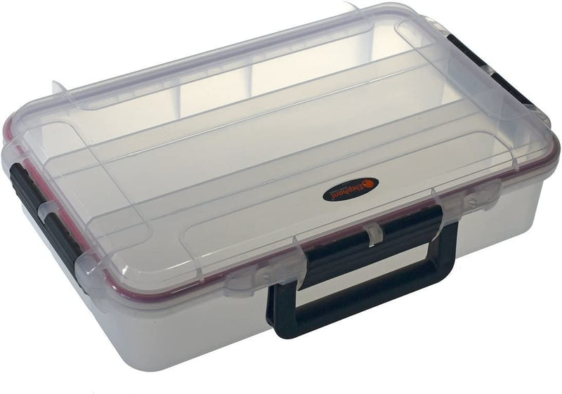 Elephant Cases Large Clear Waterproof Stowaway Tackle Box EL016CT Utility Case with Fixed Dividers and Built in Pressure Equalization Valve