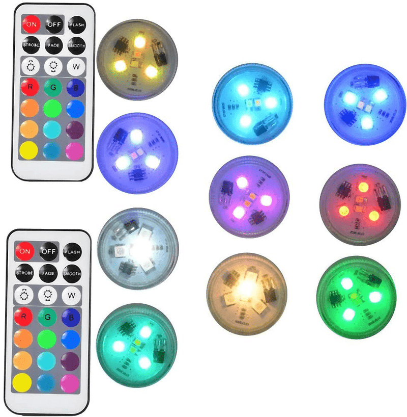 10 Pack Small Submersible LED Lights with Remote, Battery Operated Color Changing LED Tealight Waterproof Underwater LED Lights for Pool Fountain Pond Vase Party Wedding Centerpieces Decoration