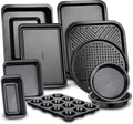 10-Piece Kitchen Oven Baking Pans - Deluxe Carbon Steel Bakeware Set with Stylish Non-Stick Gray Coating inside and Out, Dishwasher Safe & PFOA, PFOS, PTFE Free - Nutrichef