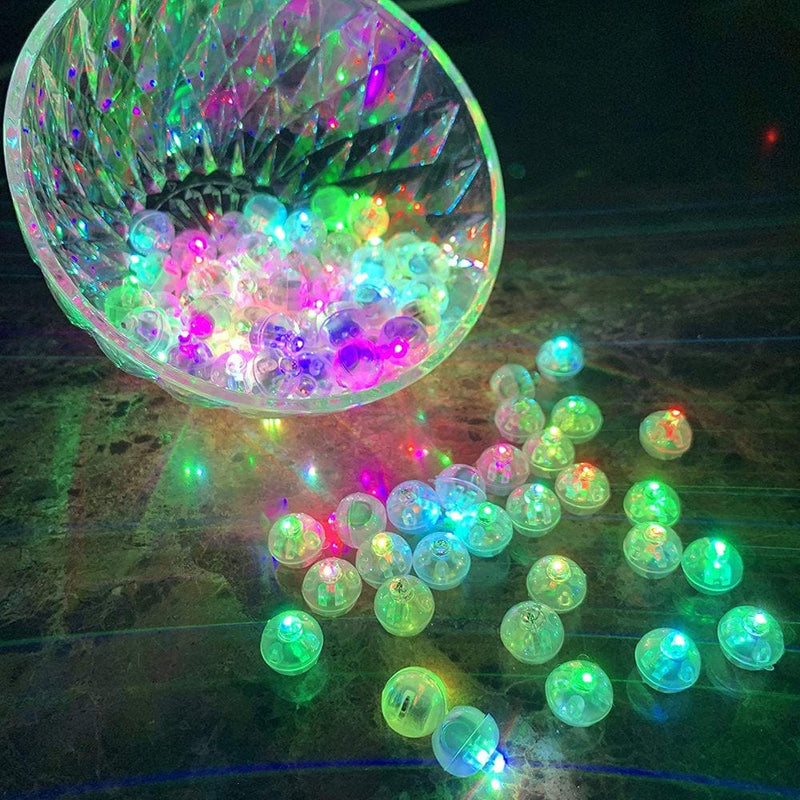 100Pcs Multicolor LED Balloon Light,Rainbow Colored round Led Flash Ball Lamp Mini Ball Light for Paper Lantern Balloon,Indoor Outdoor Party Event Fun Birthday Party Wedding Decoration Supplies