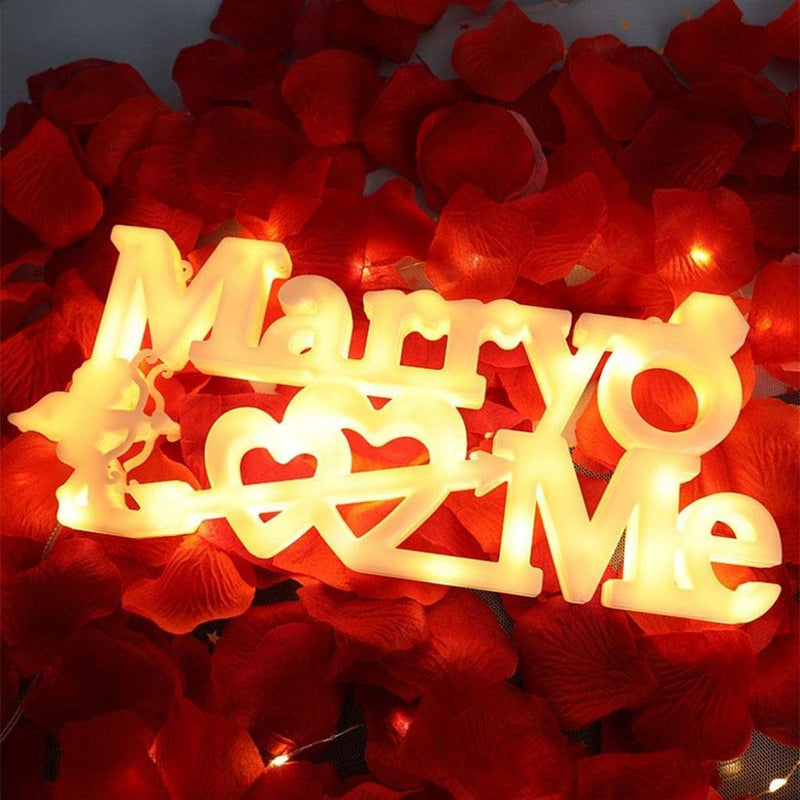 Romantic LED Love/Marry Me Letter Acrylic Light Sign with Suction Cup, Night Light for Proposal, Wedding, Valentine'S Day, Anniversary, Word Poster Background, Hanging Lamps Gift