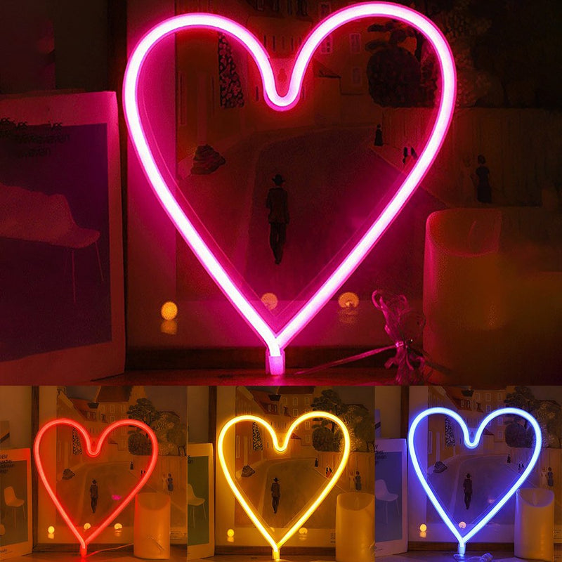 Porfeet LED Neon Light Decorative Rechargeable Romantic Confession Love Heart LED Modeling Neon Light for Valentine'S Day(Warm White)