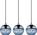 CASAMOTION Pendant Lights Kitchen Island Glass Pendant Lighting Marble Blue Hanging Light Fixtures Rustic Drop Ceiling Lights over Dining Room Table Bar Light Brushed Nickel 8.2 Inch Height 3 Pack