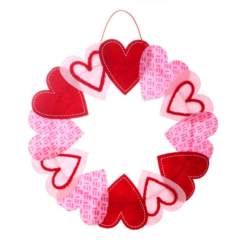 GENEMA 16 Inch Valentine'S Day Wreath Felt Love Heart Wreath Front Door Farmhouse Decor