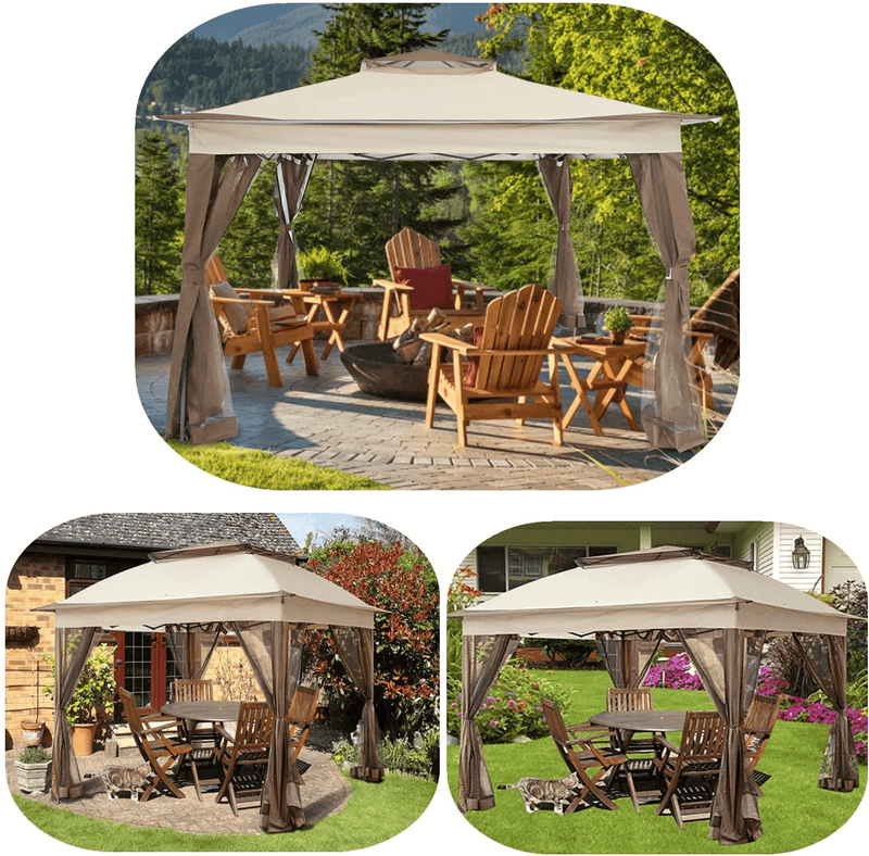11'x11' Pop-Up Gazebo Tent Outdoor Canopy Shelter with Mosquito Netting Shade Folding Shelter Tent Patio and Lawn Cool Spot Gazebo Tent