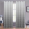 Ombre Blackout Curtains 84 Inches Long Damask Patterned Grommet Curtain Panels Grey Gradient Window Treatments Thermal Insulated Window Drapes for Bedroom Living Room(Grey, 2 Panels/ 52X84 Inch)