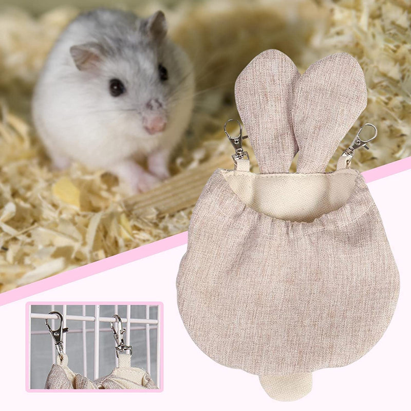 Hanging Hamster Hammock Cage Accessories Comfortable Pet Tent Warm Hideout Nest for Guinea Parrot Chinchilla, Beige