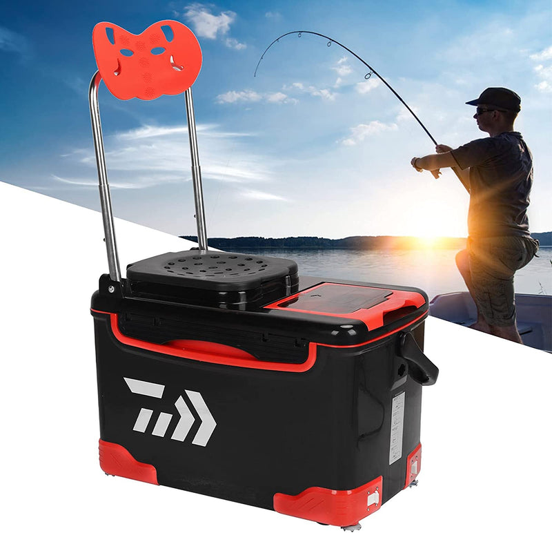 Tackle Box, 32L Multifunctional Fishing Tackle Box Tool Storage and Transport Box with Turret Tray Fish Tray Bait Tray, Foldable Fishing Tackle Box 20.1 X 12.2 X 14.6In