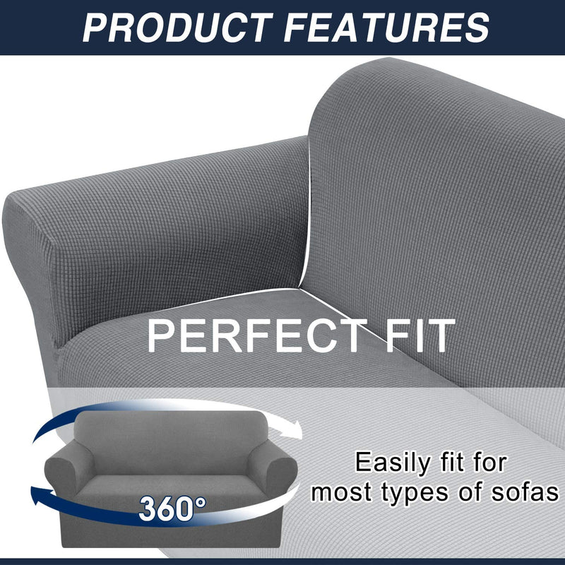 Pepibear Luxurious Sofa Cover for 3 Cushion Couch anti Slip Stylish Couch Cover Super Soft Sofa Slipcovers Washable Furniture Protector with Elastic Bottom (Large, Light Gray)