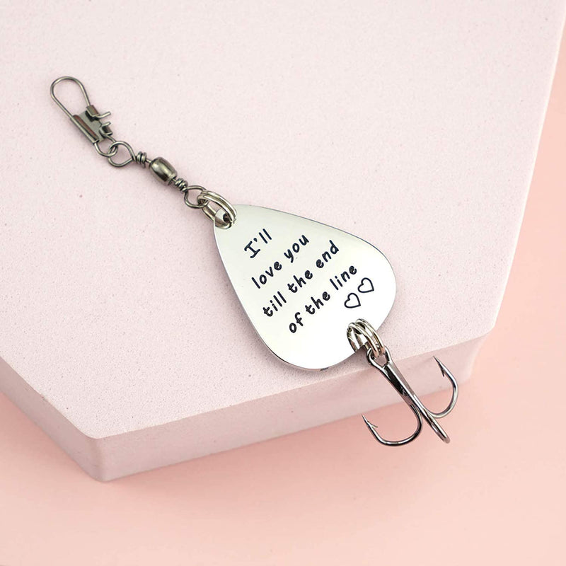 Melix Home Gift for Boyfriend Husband I'Ll Love You Till the End of the Line Fishing Lures Christmas Valentines'S Day Hook, Line and Sinker Fisherman Gift for Husband