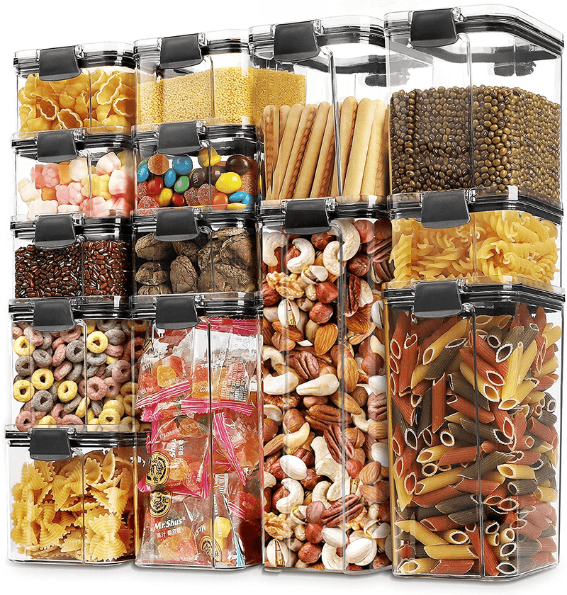 14 Pack Airtight Food Storage Container Set, BPA Free Plastic Cereal Containers with Easy Lock Lids, Kitchen and Pantry Organization Containers