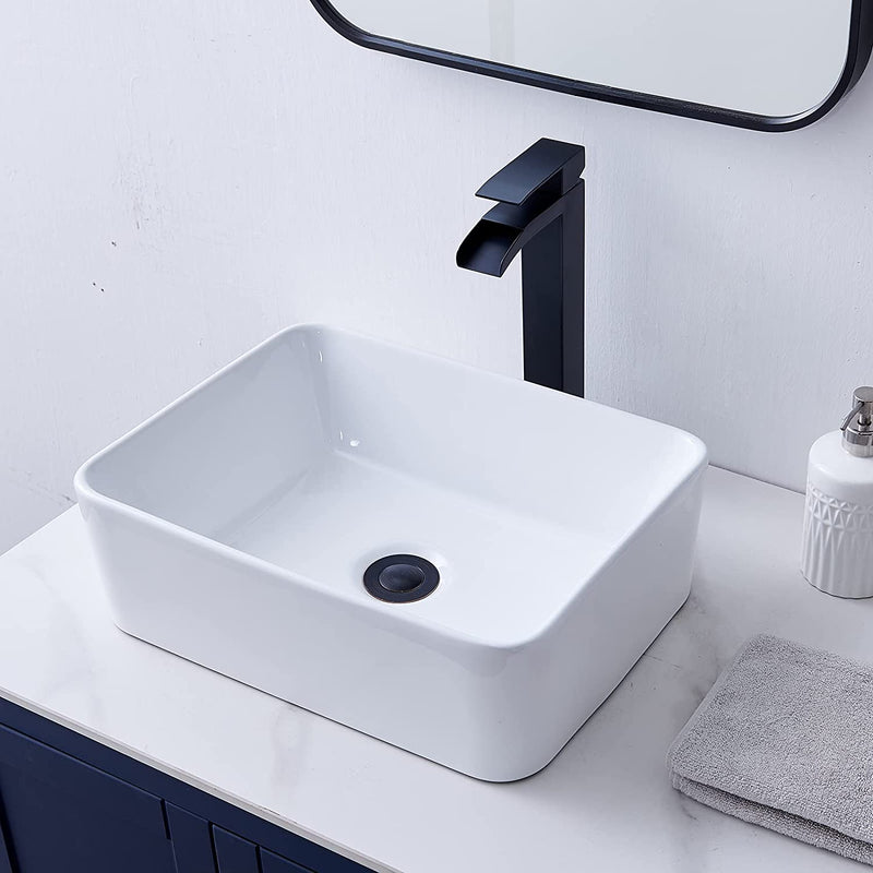 VCCUCINE 19"X15" Rectangle above Counter Porcelain Ceramic Bathroom Vessel Vanity Sink Art Basin
