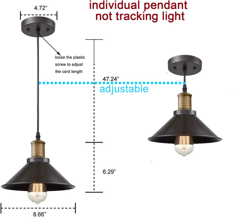 CLAXY Ecopower Industrial Mini Oil Rubbed Bronze Pendant Light 3 Pack