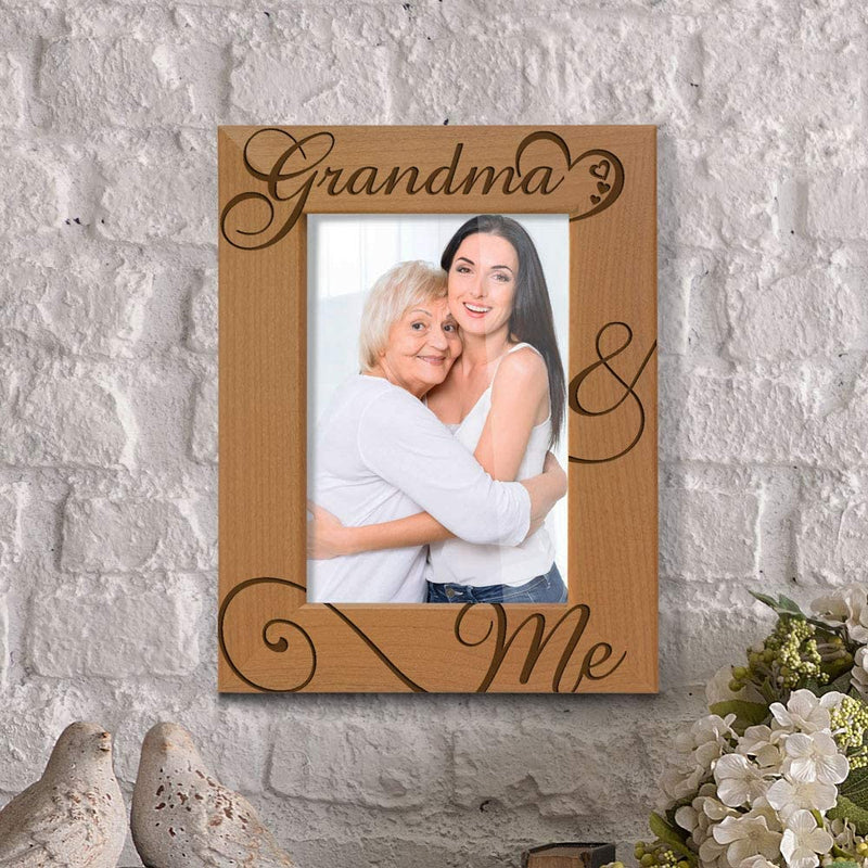 KATE POSH Grandma and Me Engraved Natural Wood Picture Frame, I Love You Grandma, Grandparent'S Day, Best Grandma Ever, Grandmother Gifts, Grandma & Me, Mother'S Day (4X6-Vertical)