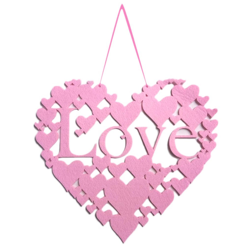 OUNONA Valentine'S Day Loving Heart Hanging Drop Creative Beautiful Nonwovens Hanging Decor for Woman Lady Female (Pink)