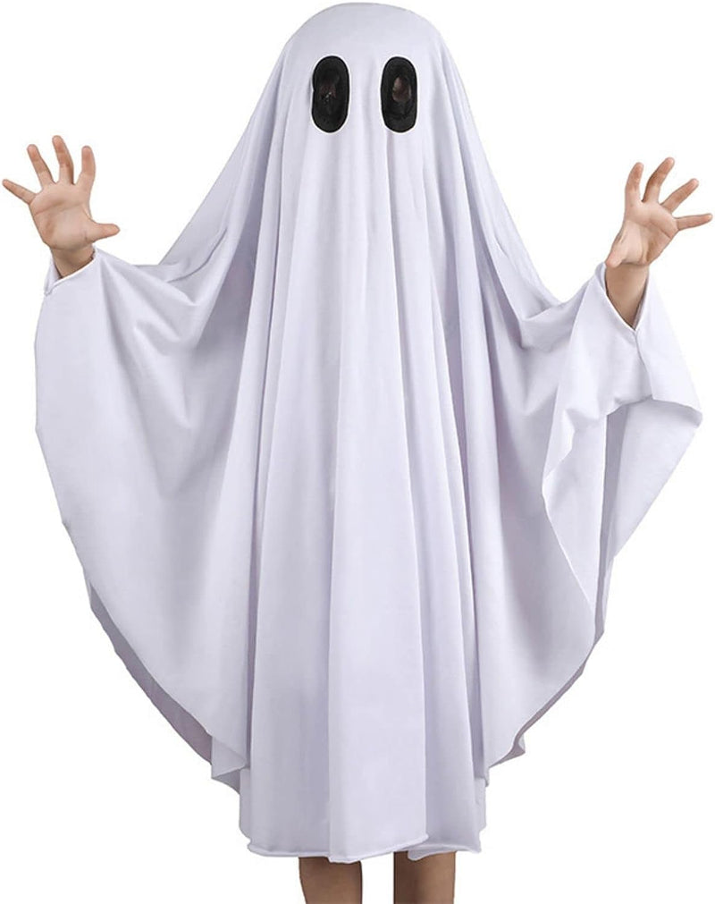Noubeau Unisex Kid Ghost Costume Girl Halloween Fancy Dress Cosplay Boy White Boo Ghost Cloak Child Spooky Trick-Or-Treating