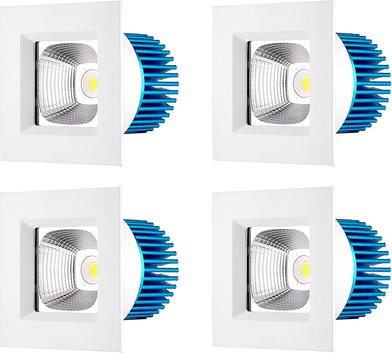 Rayhil Sonic 15W 3.5 Inch Square LED Downlight with Junction Box, 120V Dimmable Recessed Fixture for Ceiling, 3000K Warm White, 1250Lm, CRI90, Wet Location and IC Rated, 5-Year Warranty, Pack of 4