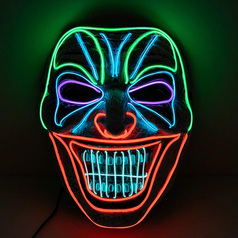 Spooktacular Creations Halloween Led Mask Clown Mask with 3 Lighting for Halloween Costume Party Supplies