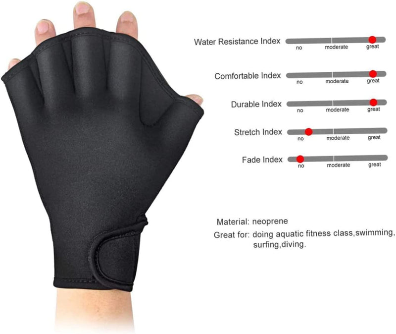 Aquatic Gloves Swimming Training Webbed Swim Gloves for Men Women Adult Children Aquatic Fitness Water Resistance Training Black M Aquatic Gloves