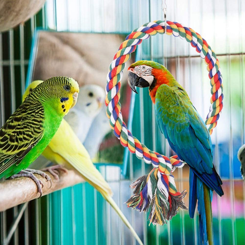 Round Circle Climbing Rings Colorful Cotton Rope Swing Pet Bird Perch Biting Standing Playing Toy Easy to Use