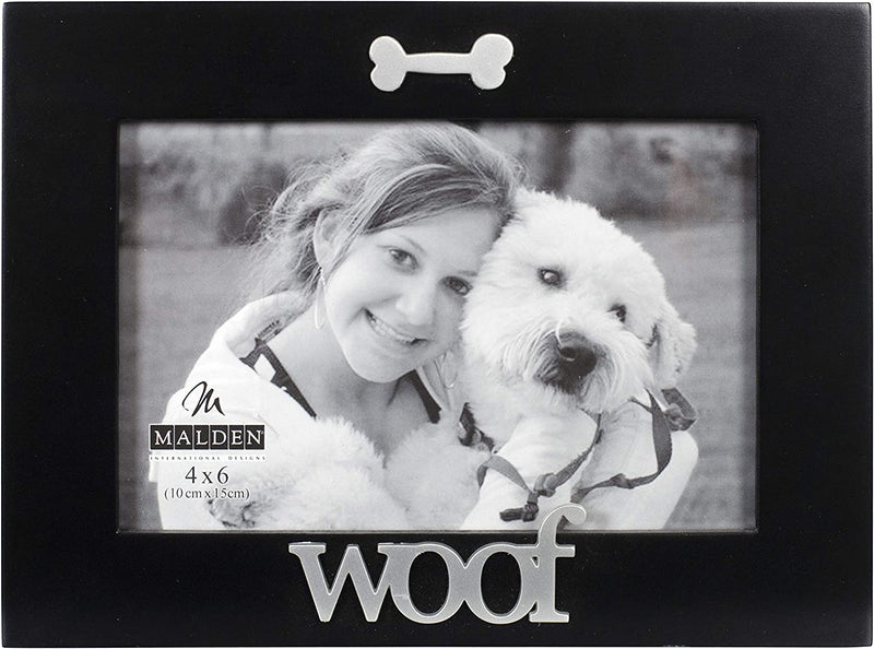 Malden International Designs Black Wood Expression Picture Frame, Woof, 4X6, Black
