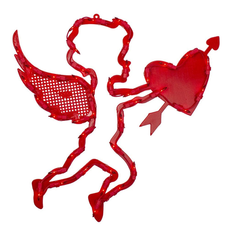 17" Lighted Red Cupid with Heart Valentine'S Day Window Silhouette Decoration