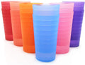 Mixed Drinkware 22-Ounce Plastic Tumblers/Drinking Glasses/Party Cups/Iced Tea Glasses, Set of 12 Multicolor | Unbreakable, Dishwasher Safe, BPA Free