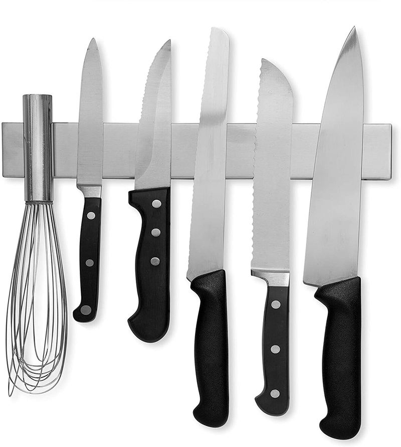 Modern Innovations 10 Inch Stainless Steel Magnetic Knife Bar with Multipurpose Use as Knife Holder, Knife Rack, Knife Strip, Kitchen Utensil Holder, Tool Holder, Art Supply Organizer, Home Organizer