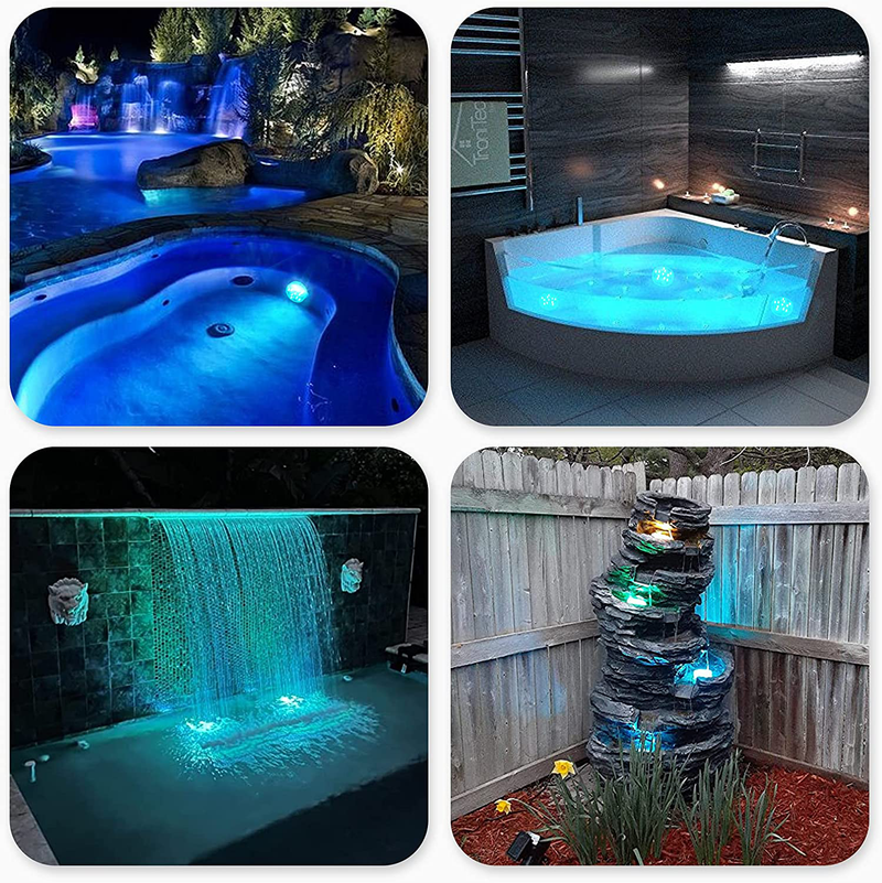 KIWIHOME Submersible LED Pool Lights, Pond Lights with Remote, 16 Colors Underwater Lights, IP68 Waterproof Magnetic Bathtub Light Hot Tub Light with Suction Cups for Fountain Swimming Pool Aquariums