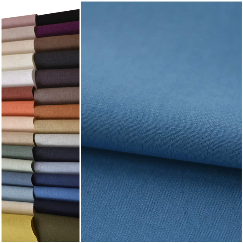 COTTONVILL 11COUNT Linen Blend Solid Bio Washing Fabric (3yard, 15-Persian Blue)
