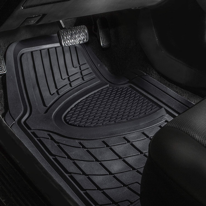 FH Group Black F11311BLACK Rubber Floor Mat(Heavy Duty Tall Channel, Full Set Trim to Fit)