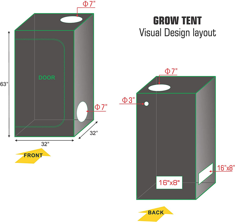 Topogrow Grow Tent Complete Kit 300W LED Grow Light Full-Spectrum Indoor Hydroponics 32"X32"X63" Grow Tent 4" Ventilation Kit with Hangers,Hygrometer, Shear, Timer,Trellis Netting Full Setup