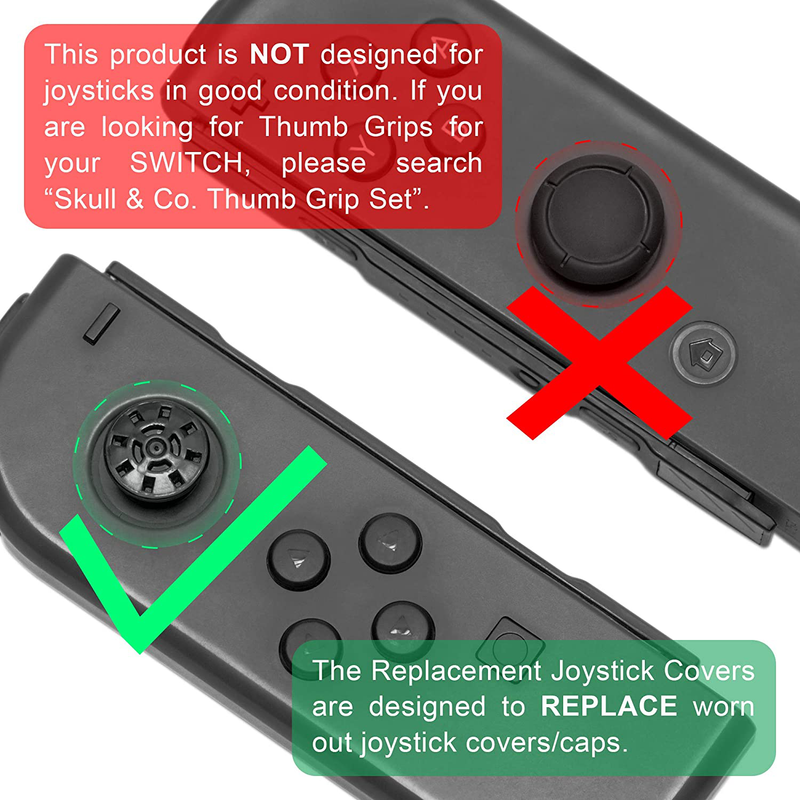 Skull & Co. Replacement Joystick Covers for Nintendo Switch and Switch Lite (Repair Parts)