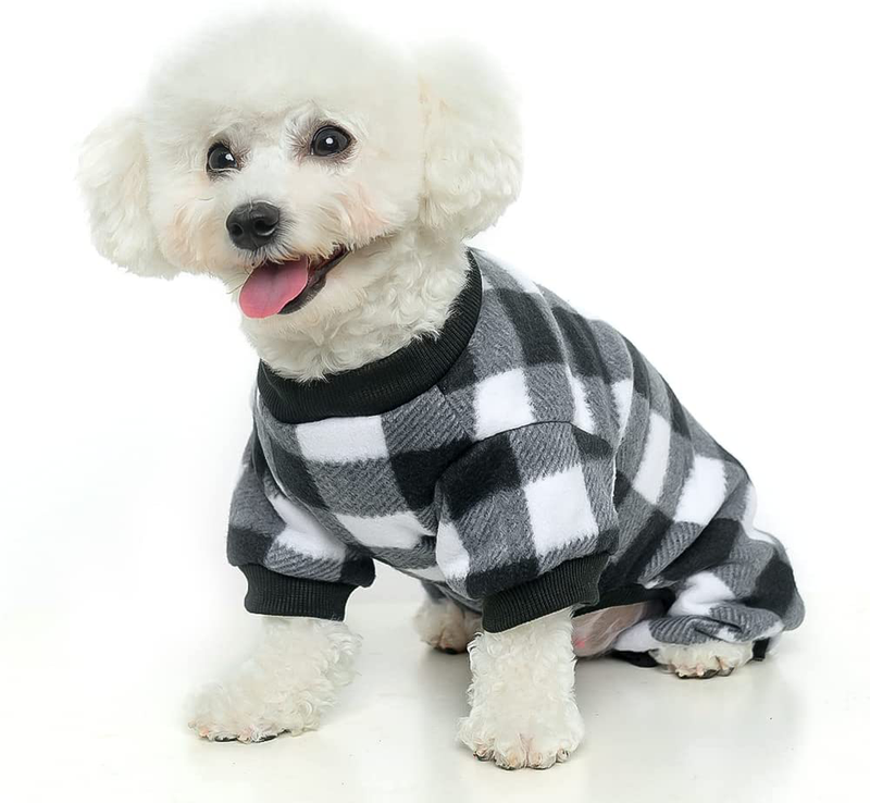 MUDAN 100% Cotton Buffalo Plaid Sweaters Pajamas Dogs Jumpsuits Pet Apparel Cat Onesies Jammies for Dog Pet Clothes