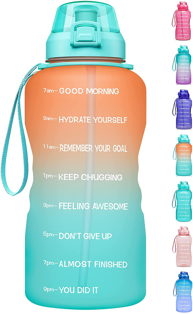 Fidus Large 1 Gallon/128oz Motivational Water Bottle with Time Marker & Straw,Leakproof Tritan BPA Free Water Jug,Ensure You Drink Enough Water Daily for Fitness,Gym and Outdoor Sports