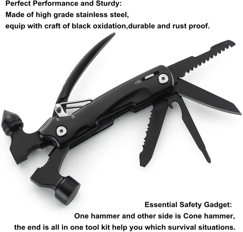 Gifts for Men, Boyfriend, Husband , Camping Accessories, Cool & Unique Birthday Christmas Gifts Ideas for Him Dad, Mini Hammer Multitool with Knife Camping Gear Survival Tool