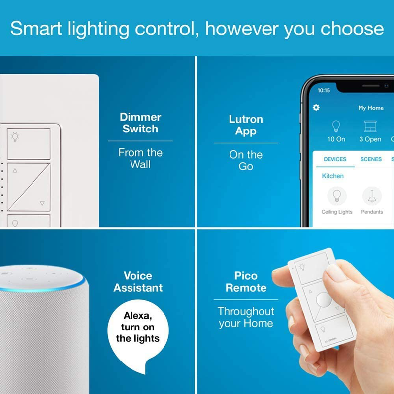 Lutron Caseta Deluxe Smart Dimmer Switch (2 Count) Kit | Works with Alexa, Apple HomeKit, and the Google Assistant | P-BDG-PKG2W-A | White